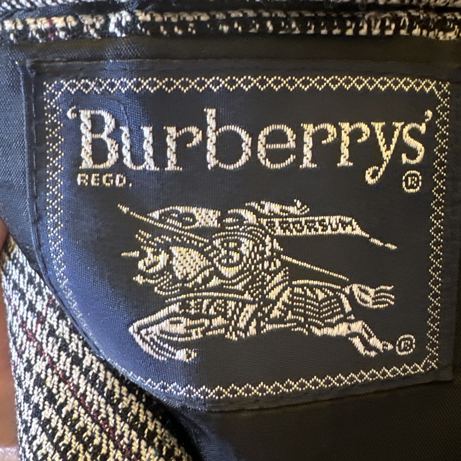 Burberry’s Black White Plaid Lightweight Wool Sport Coat PreO Good See Photos