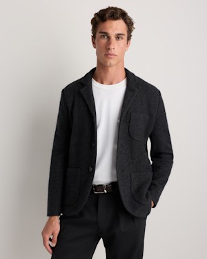 Quince Men Boiled Wool Cashmere Blazer Gray L