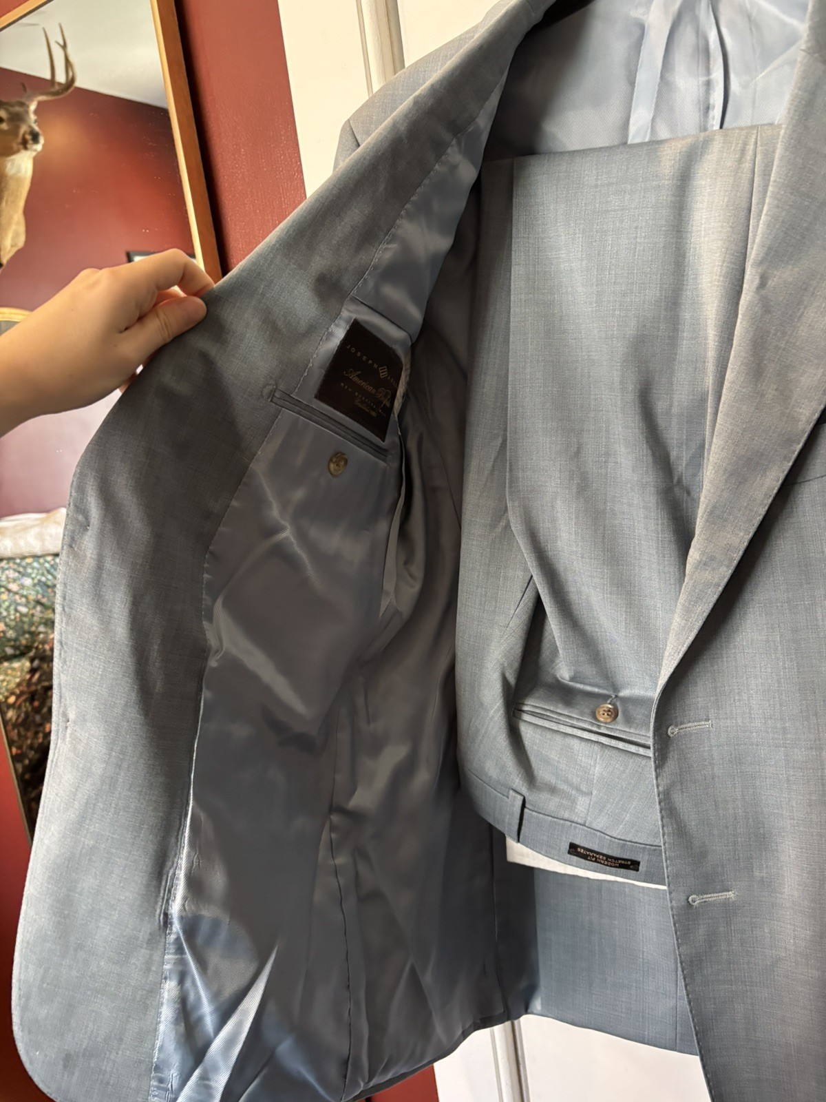 NWT Joseph Abboud American Bespoke Suit Separates, Light Blue, Size 40R, 34Wx32L