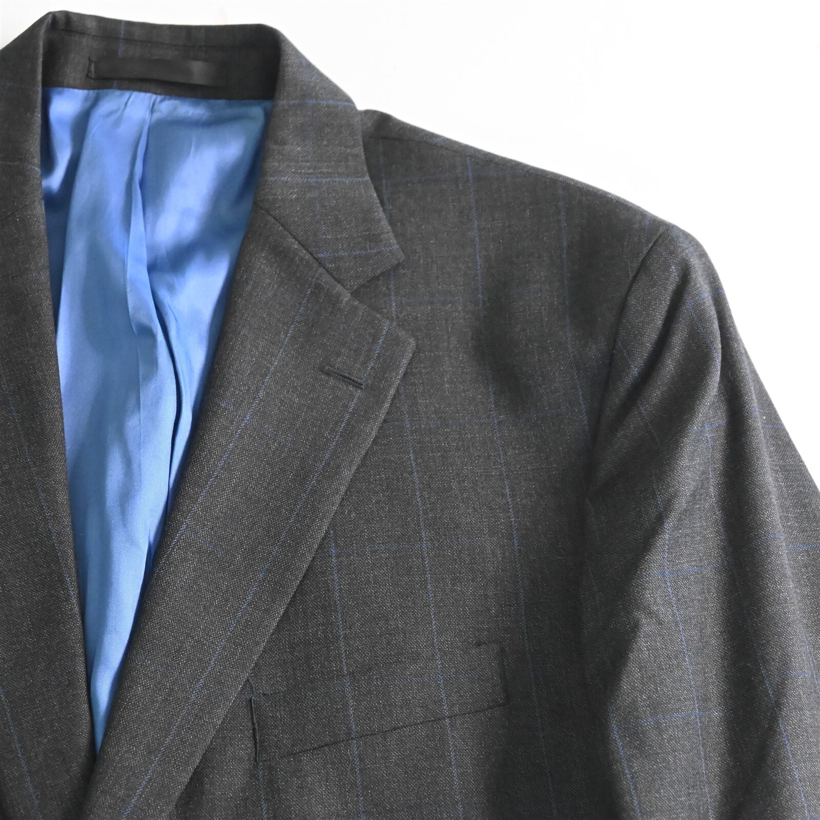 Tom James 42R 36×32 Gray Windowpane Wool Mens Jacket Pants Suit
