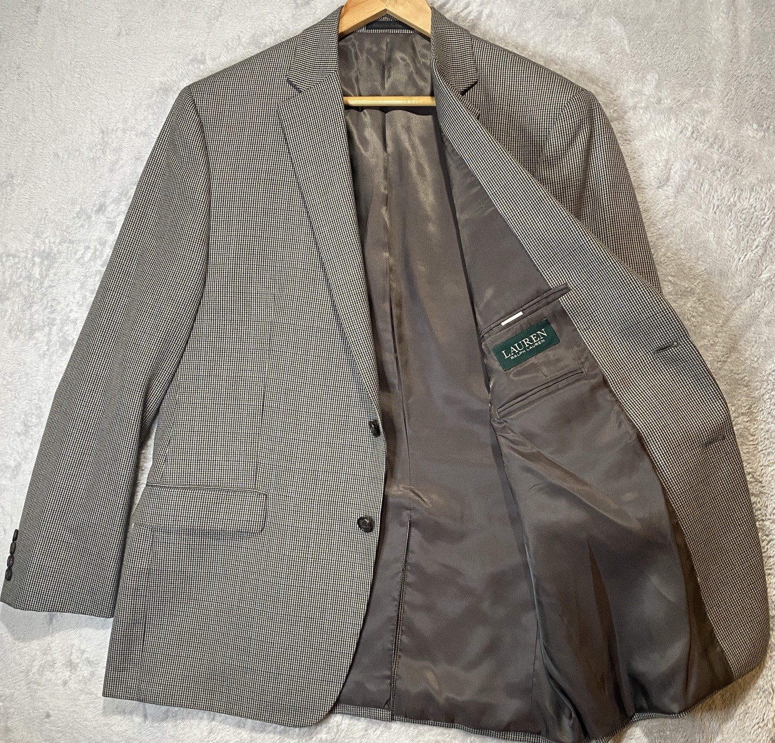 Ralph Lauren Mens Blazer Jacket 42R Houndstooth Sport Coat Casual Preppy Retro