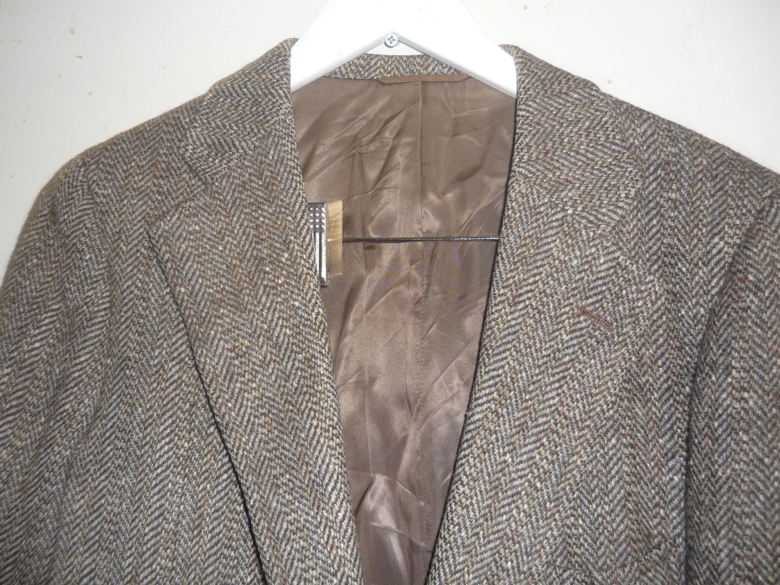 CHAPS Ralph Lauren Brown Herringbone 100% British Wool Blazer Sport Jacket, 38R