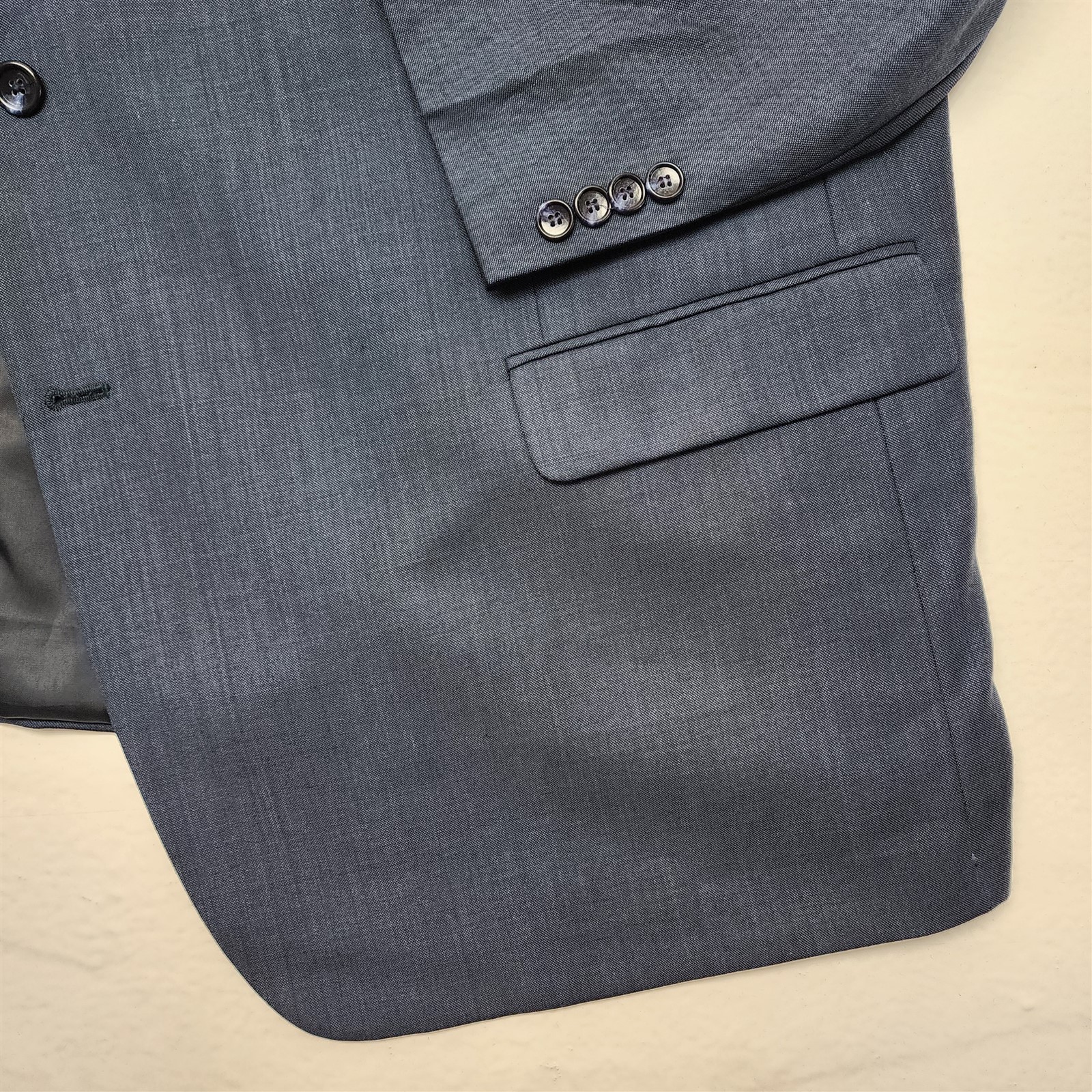 Jones New York 56R 54×28 Dark Blue Gray Micro Birdseye 100% Wool 2Btn Mens Suit