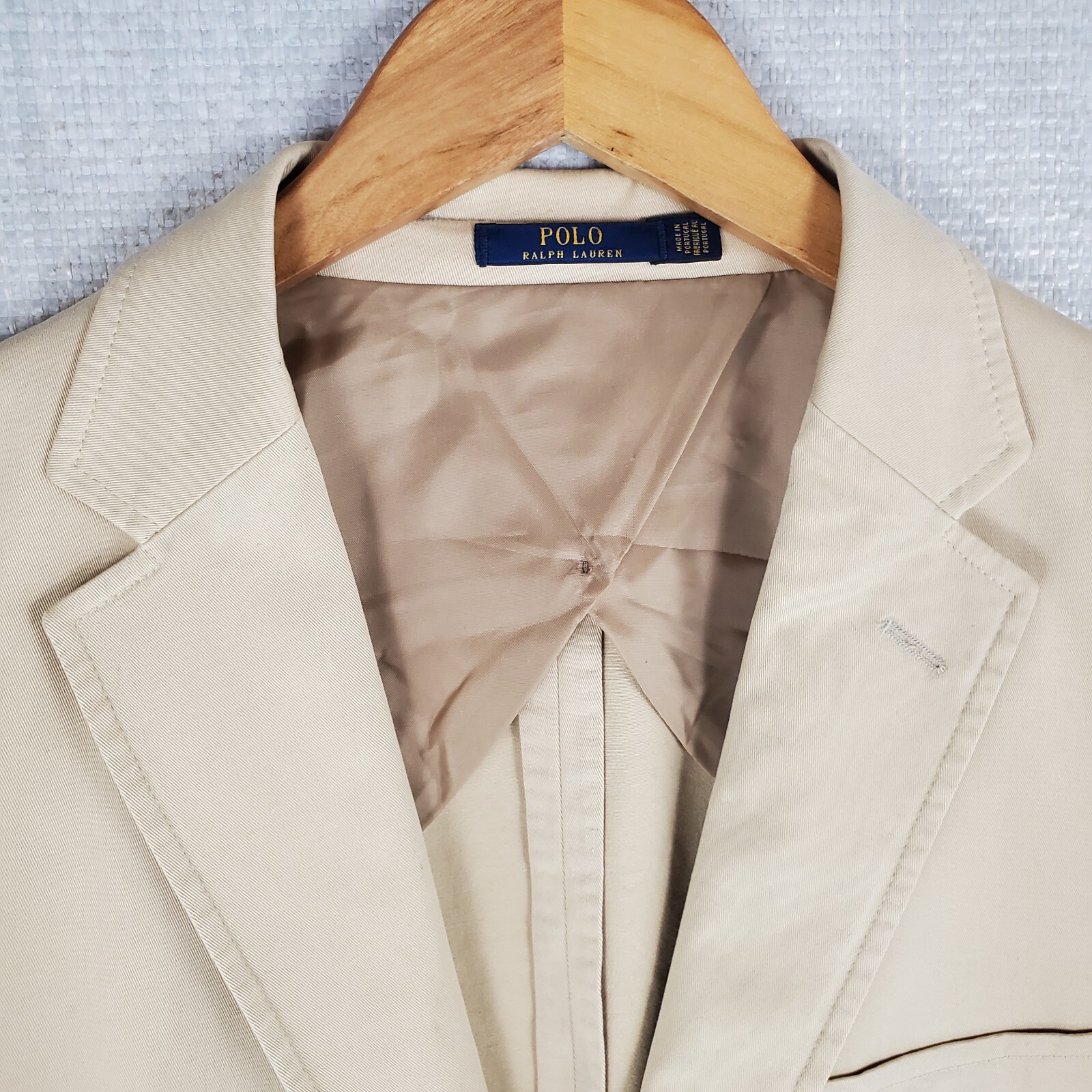 POLO RALPH LAUREN Size 44L Mens Performance Cotton Jacket Blazer Khaki Lapels