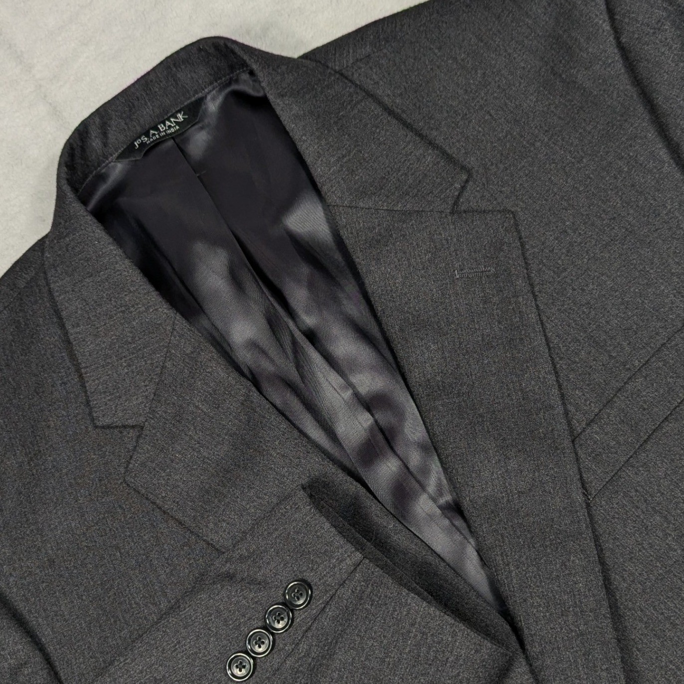 Jos A Bank Blazer Mens 46L Charcoal Gray Wool Cashmere Blend 2 Button Sport Coat