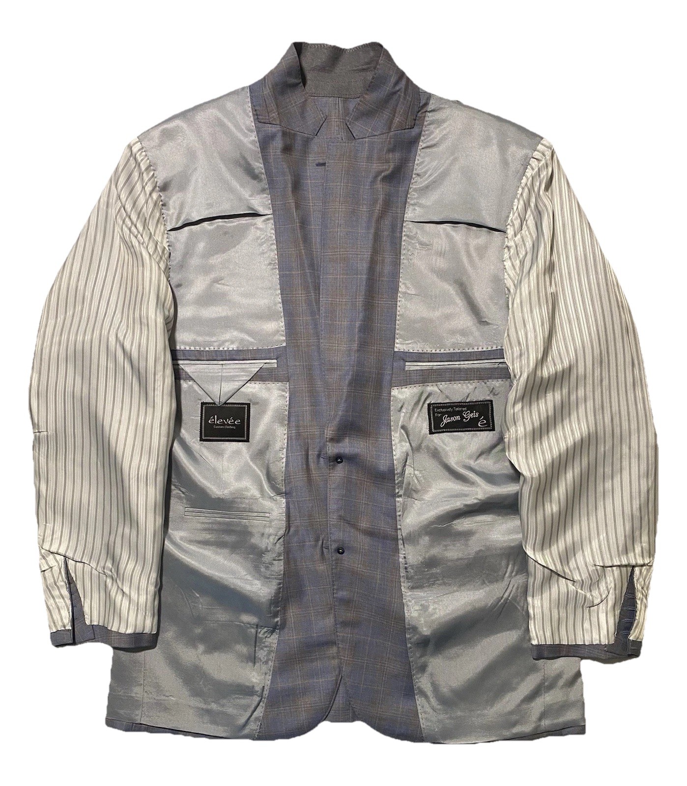Elevee Custom Made Surgeon Cuff Plaid Blue & Brown Men’s Sport Coat Jacket 44R