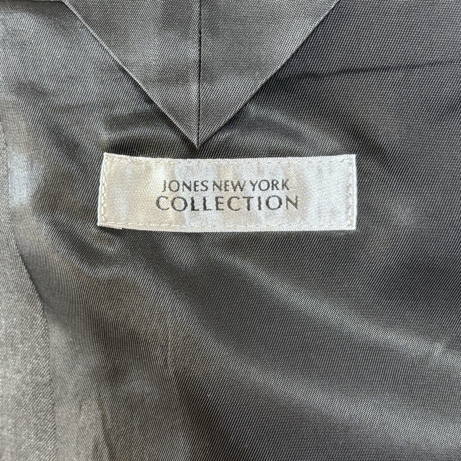 Jones New York JNY 2 Piece Suit Mens 44R Pants 36×30 Solid Dark Gray Wool