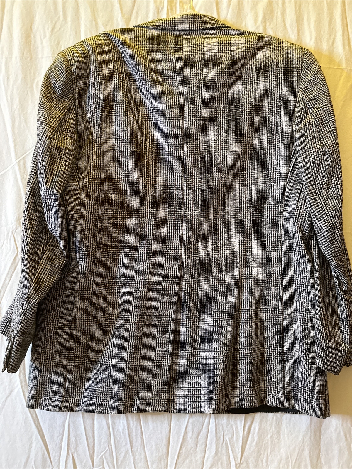Burberry’s Black White Plaid Lightweight Wool Sport Coat PreO Good See Photos