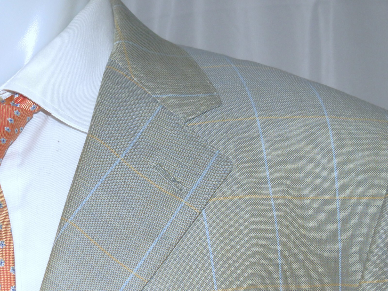 Raphael Wardrobe Design Pale Green Plaid Bespoke Four Button Zoot Suit 44XL