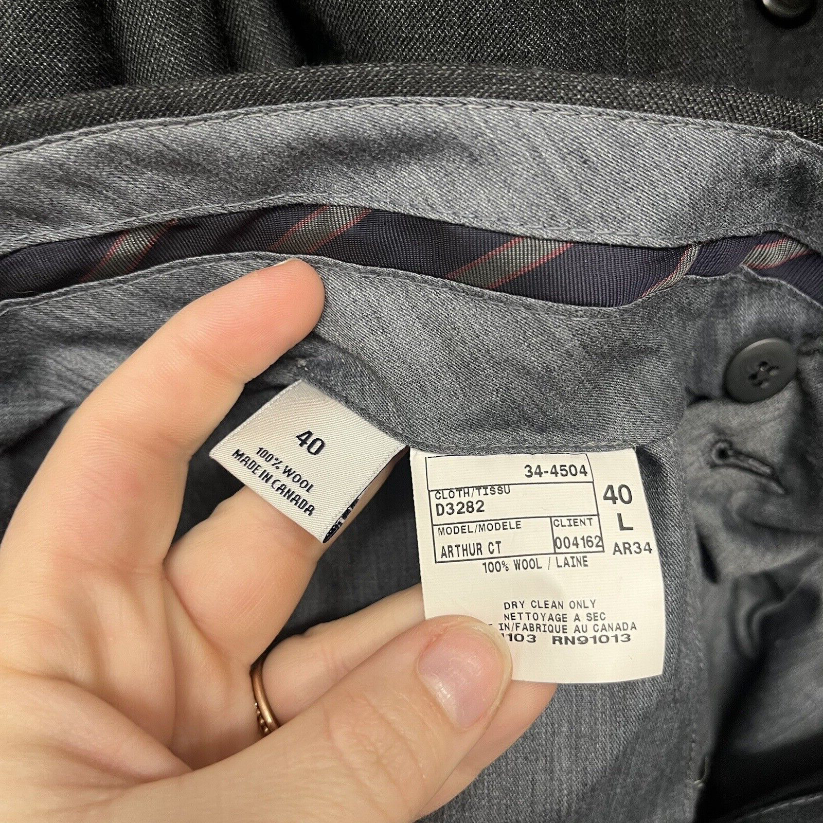 Loro Piana Daniel Cremieux Suit Mens 46 L 40×28 Gray Zelander Merino Wool Italy