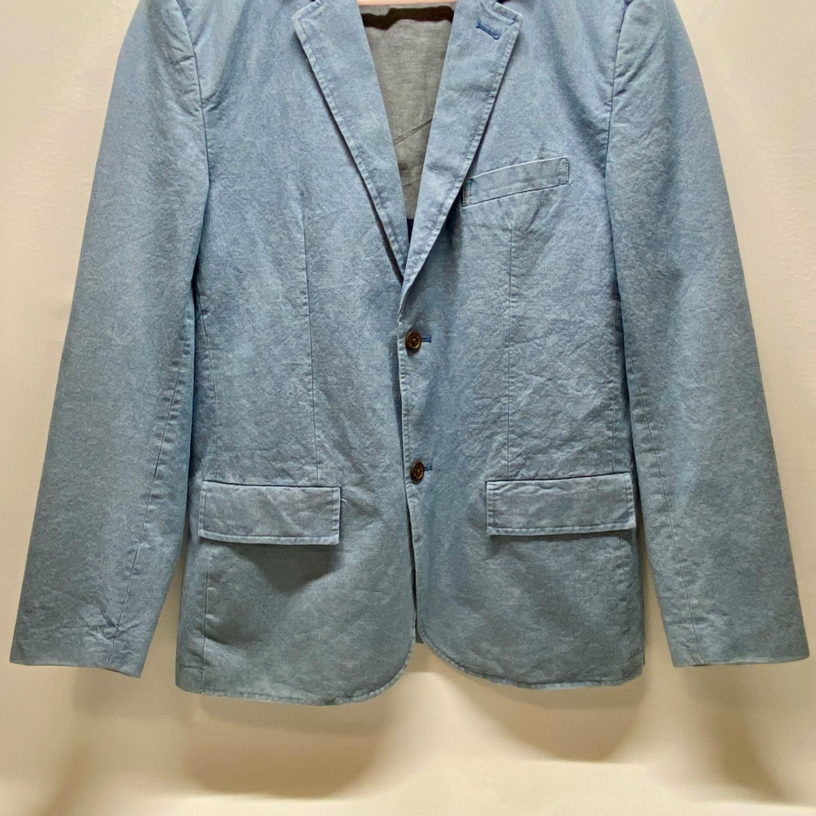 Jach’s NY Sport Coat Men’s Med Blue Denim 2 Button Faux Pockets Blazer MSRP $295