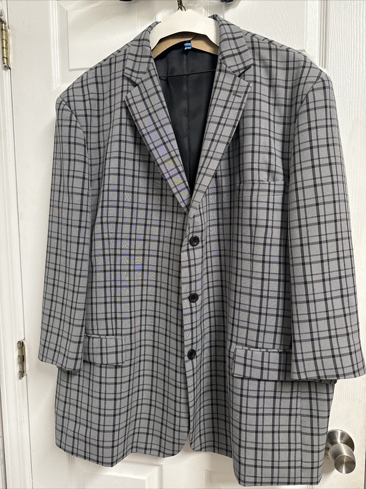 Fortino Landi Men’s Black Plaid Checks 3 PCs Suit Jacket Pants And Vest