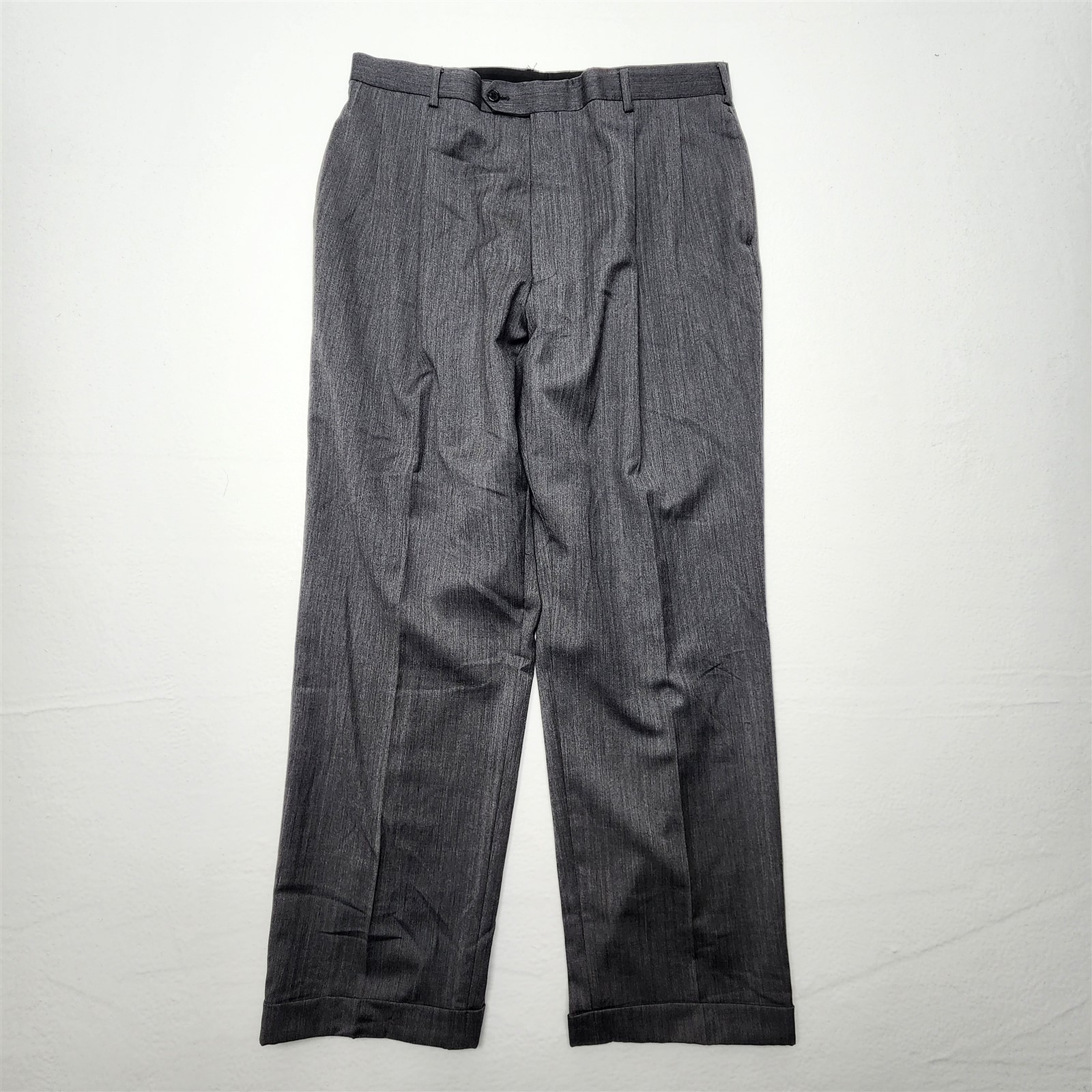 Jos A Bank 46L 38×32 Gray Herringbone 100% Wool Signature Mens Jacket Pants Suit
