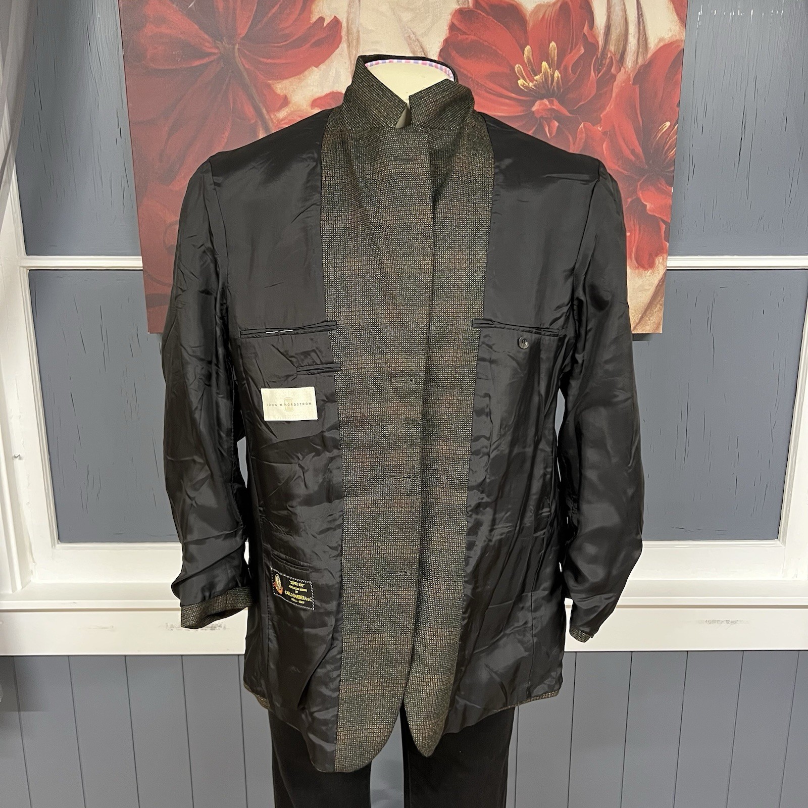 John W. Nordstrom Australian Merino Blazer Mens 42R Shoulder Pads 3 Button