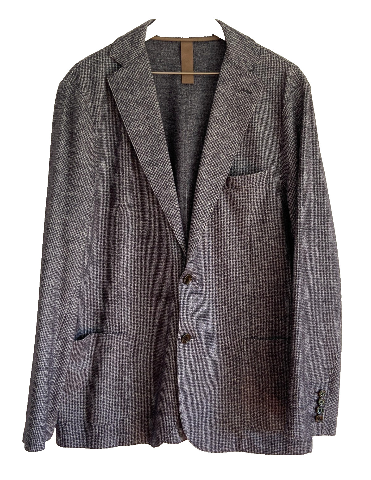 ELEVENTY Houndstooth Unlined Wool Blend Sport Blazer IT 56 – Micro-Check Gray