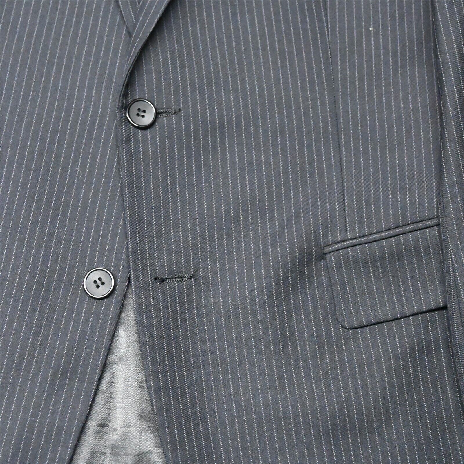 Bespoke 42R 38×32 Black Stripe Mens Jacket Pants Suit