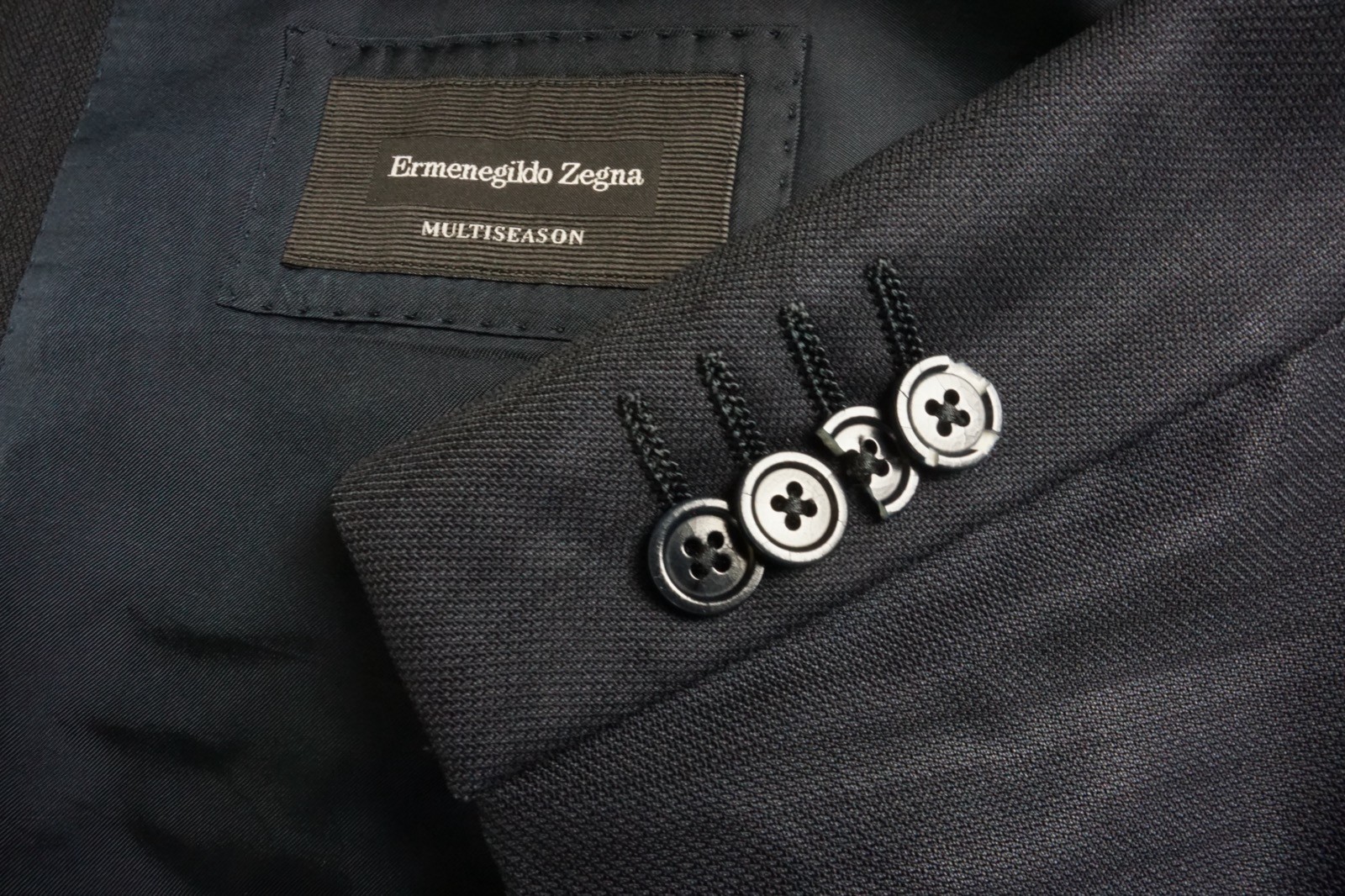 Ermenegildo Zegna Multiseason Milano Wool Blue Jacquard Striped Sport Coat 42S