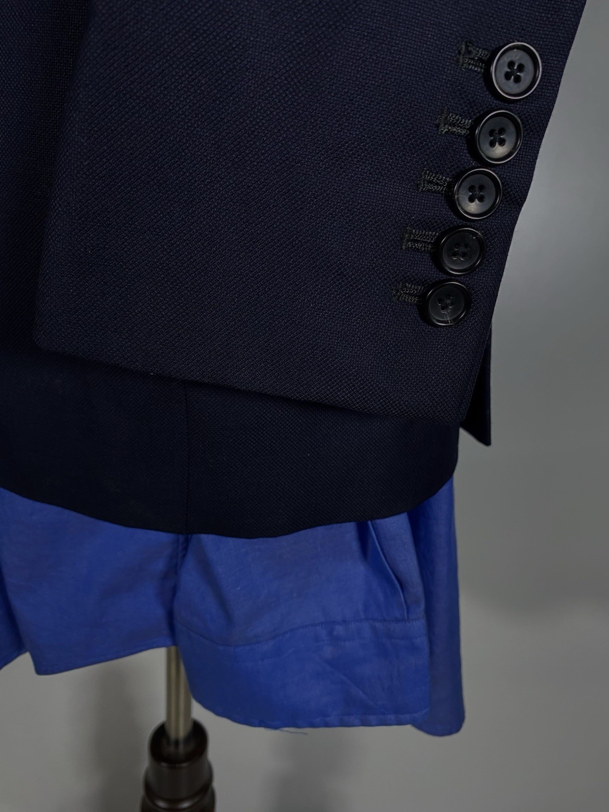 NYC Bespoke VBC 34S W34 2 Peice Hacking Suit Navy Hopsack Jacket Pants Italy
