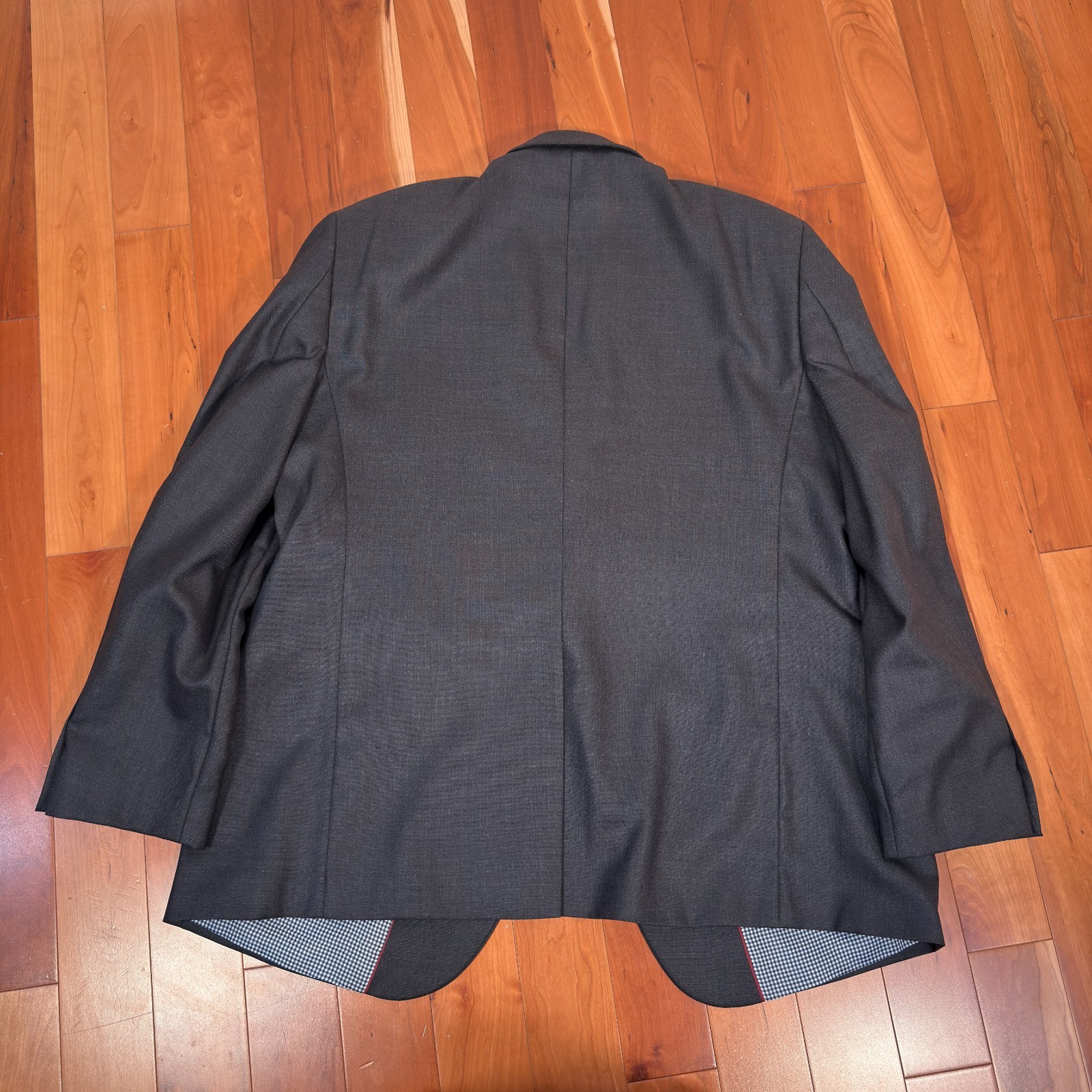 Stafford Blazer Mens 48R Classic Fit Charcoal Gray 2 Button Logo Sport Coat