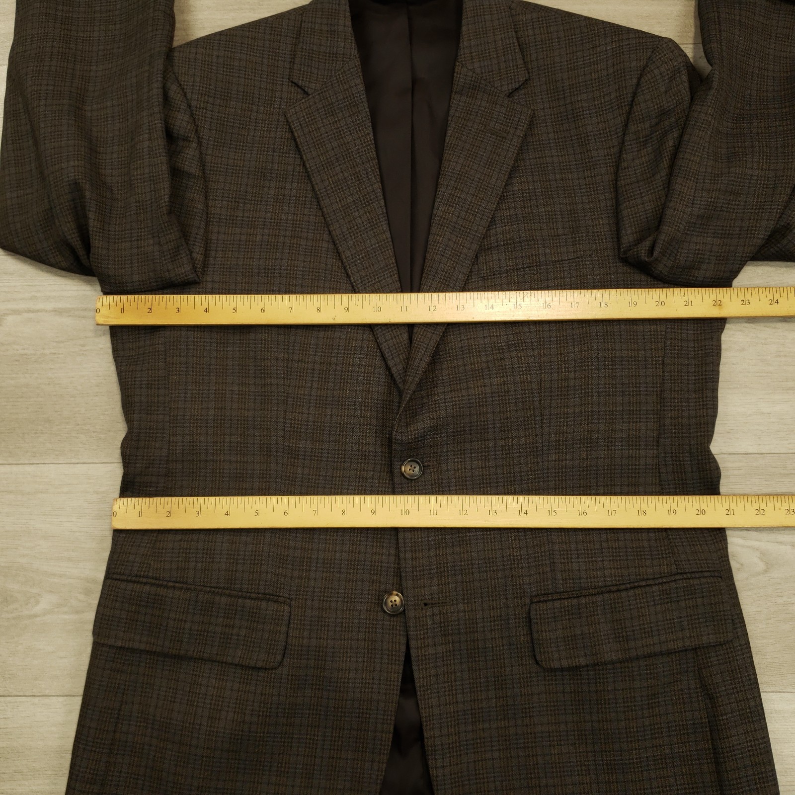 Jos A Bank Travelers Sport Coat Men’s 41L Wool Brown Plaid 2 Btn Dual Vent NEW