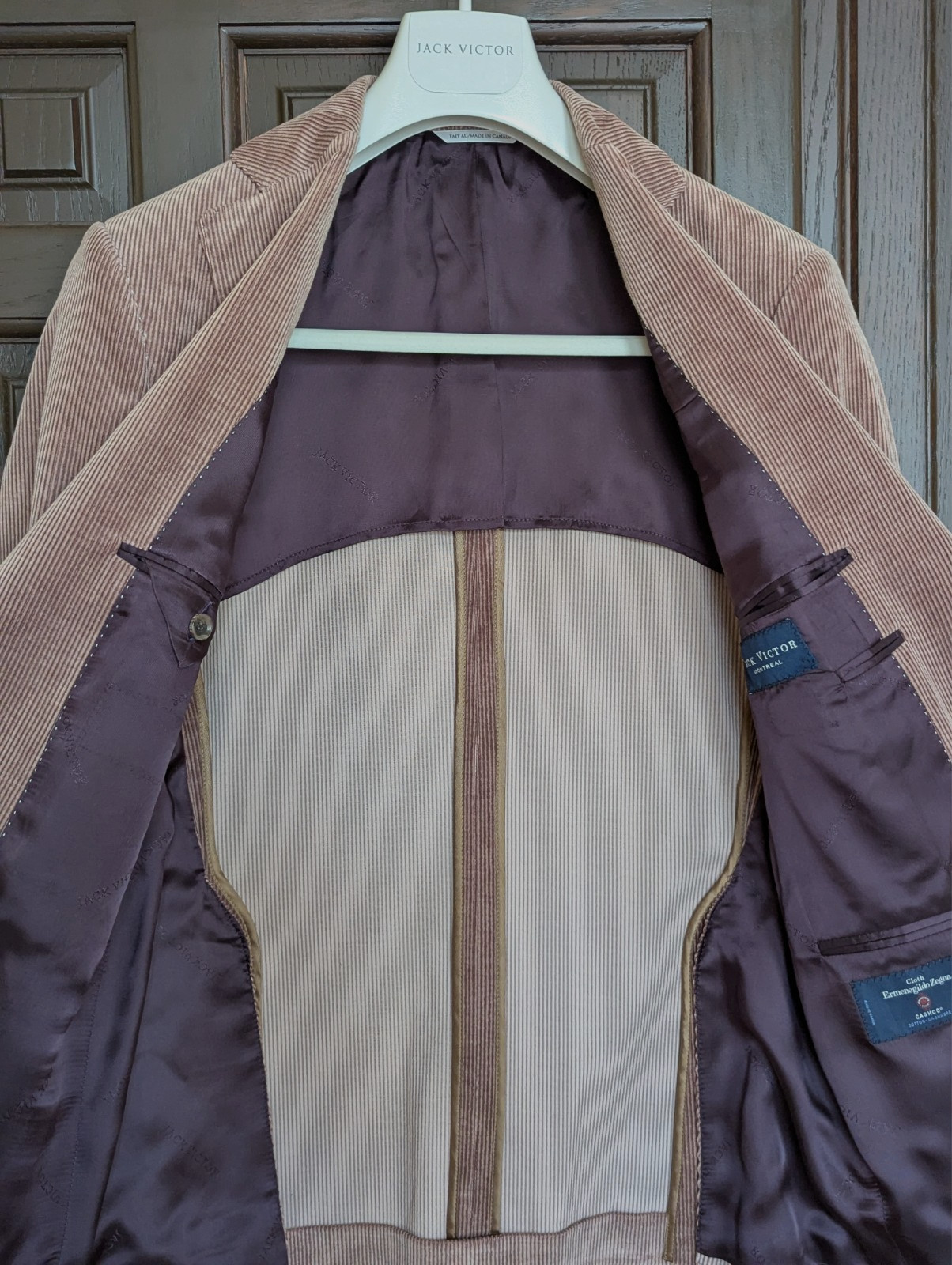 JACK VICTOR Myles Soft Constructed ZEGNA Cashco Cotton Cashmere Brown Suit 38 S