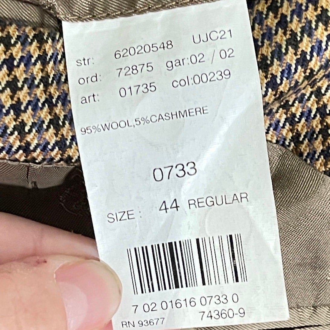 Hunt Club Mens 44R Wool Cashmere Blend Houndstooth Sport Coat Brown Blue