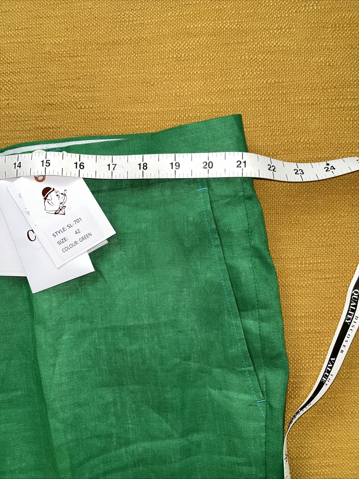 NWT $425 Cigar Signature Spring Green 100% Linen DB 2 Piece Suit, Sz. XL/42
