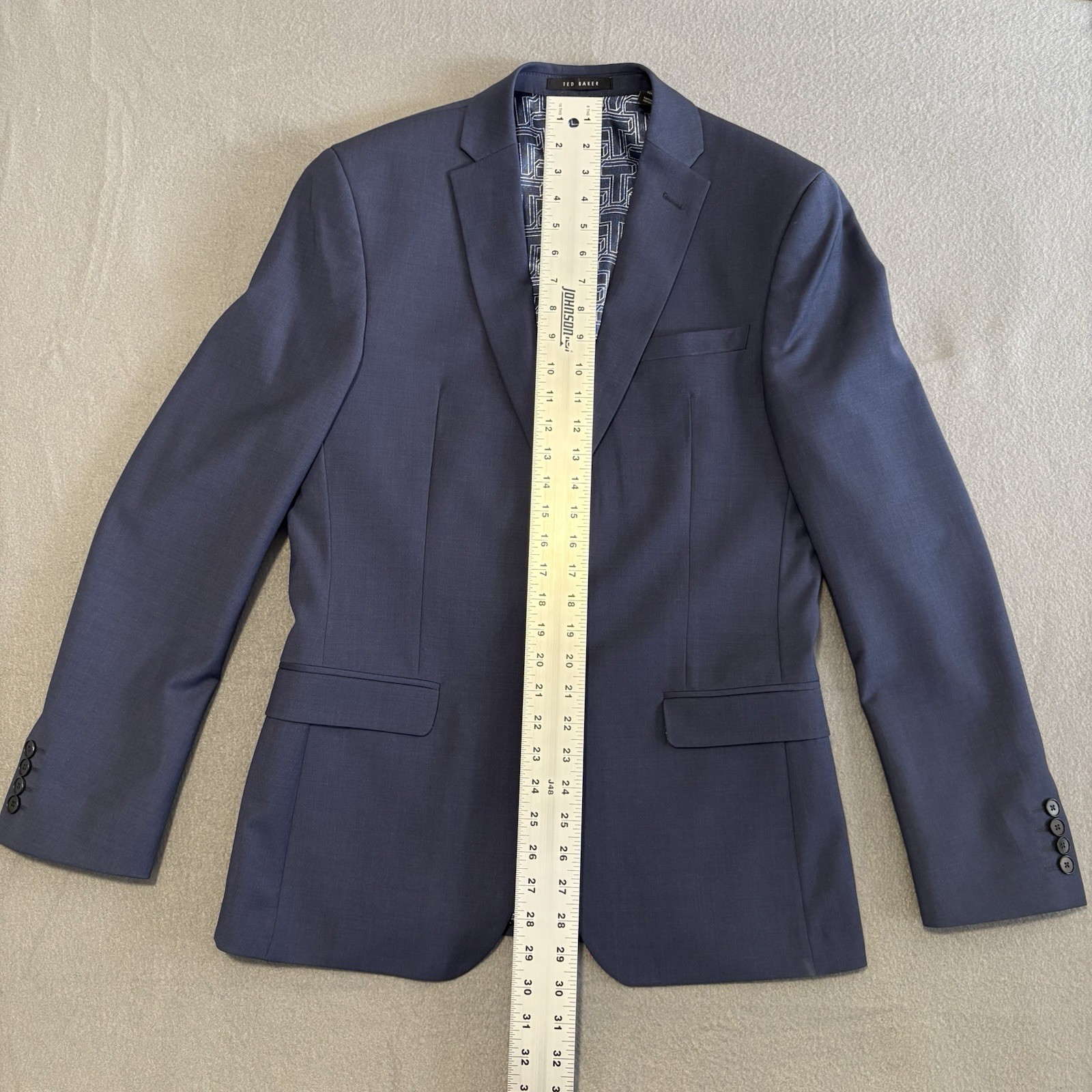 Ted Baker Blue Panama Jacket 38R Blazer Plain Slim Fit Wool Sport Coat 2 Button