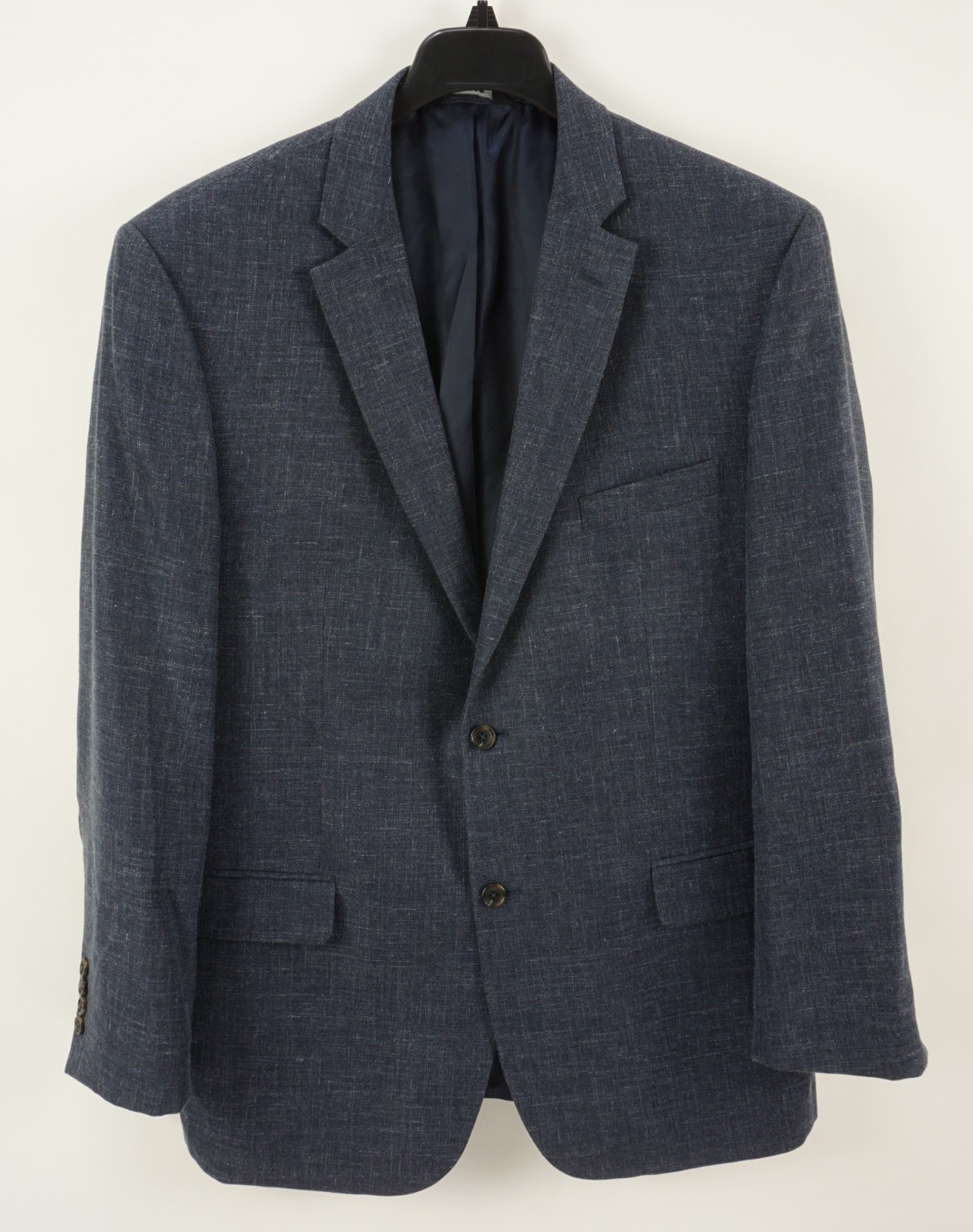 Jos A Bank Wool Silk Linen Crosshatch Sport Coat Men’s 46L Tailored Fit Blue