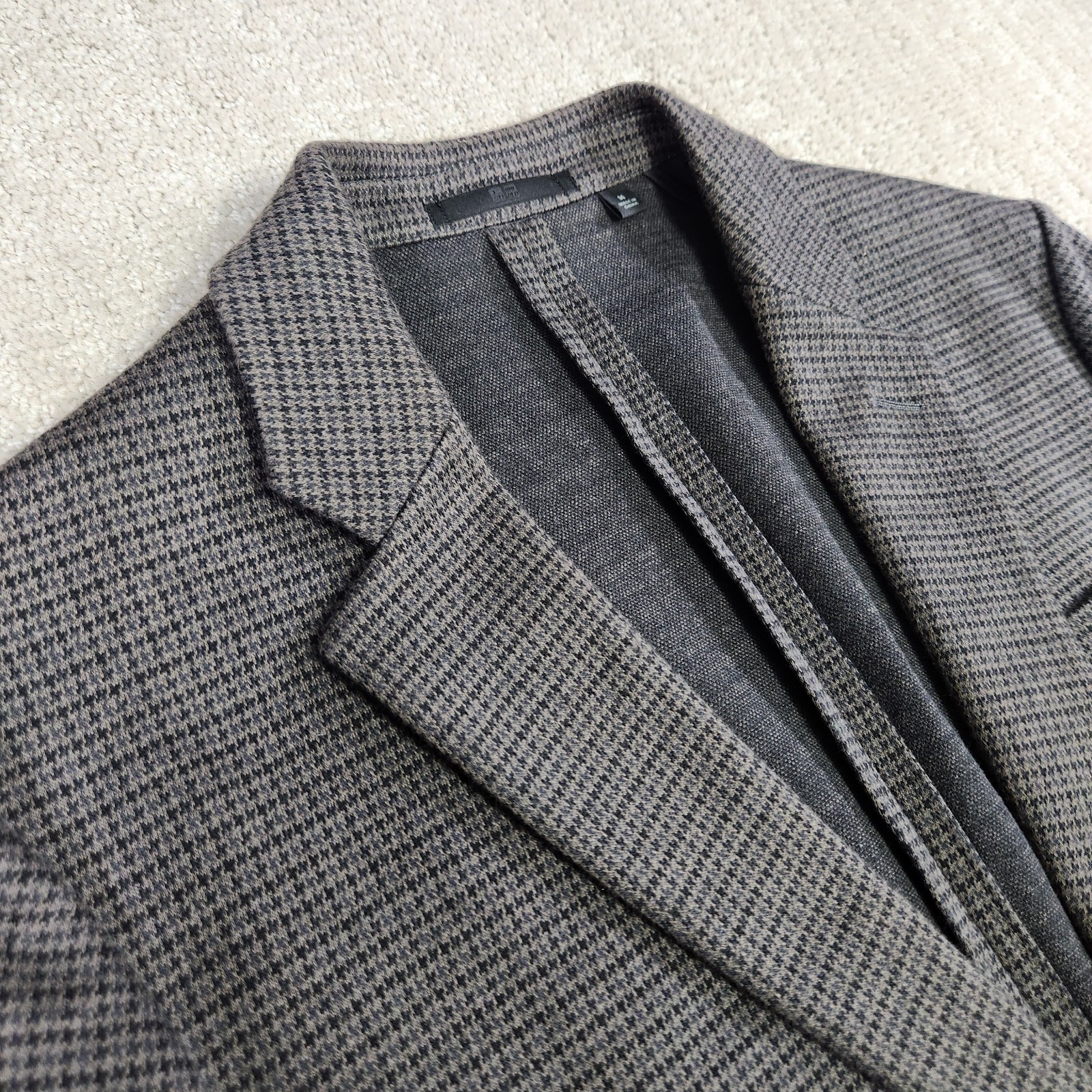 Uniqlo Camp Blazer Men Medium Houndstooth Unlined Lightweight Modern Slim Fit