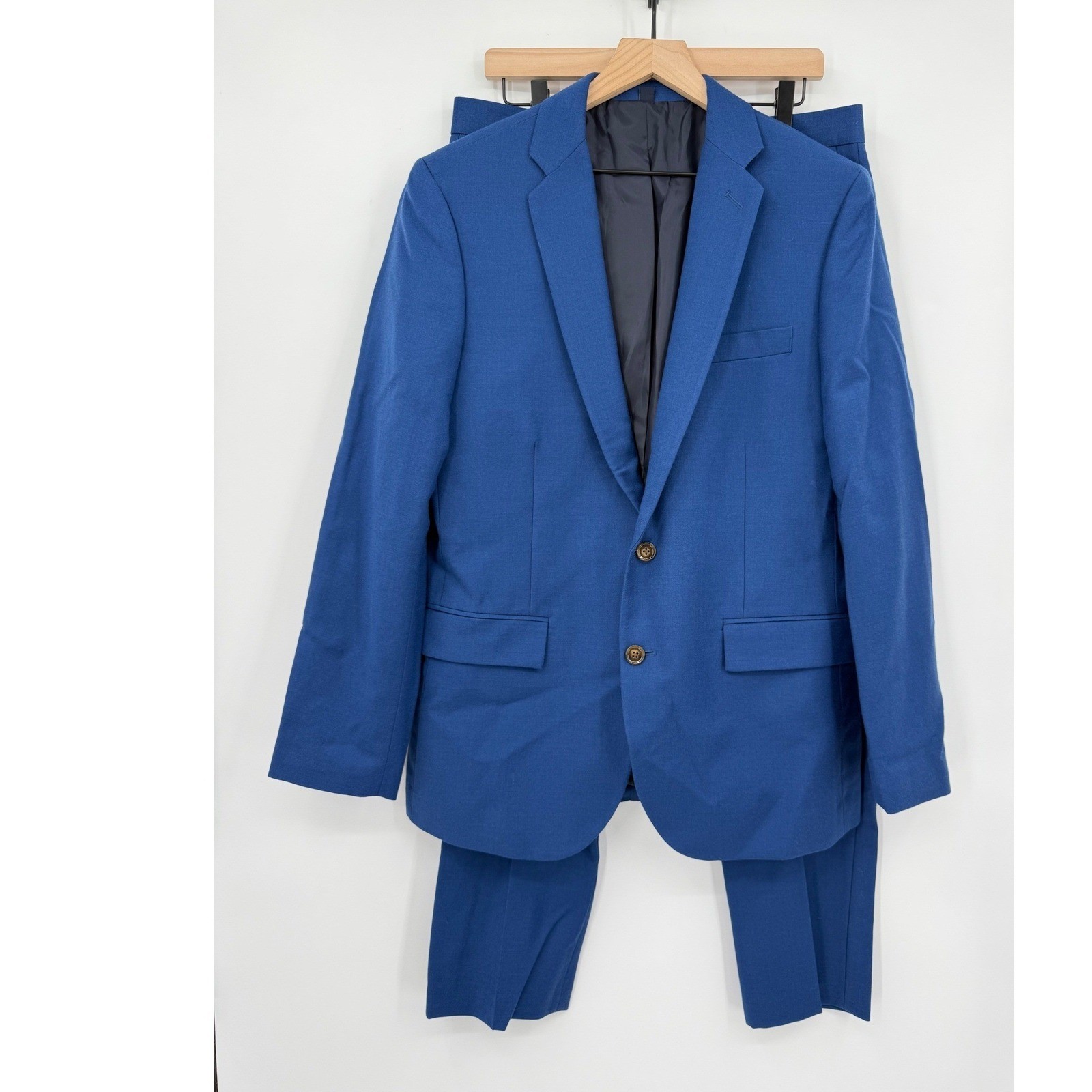 J Crew Suit Mens 40R Blue Thompson Blazer Pants 32×30 Slim Wool Blend