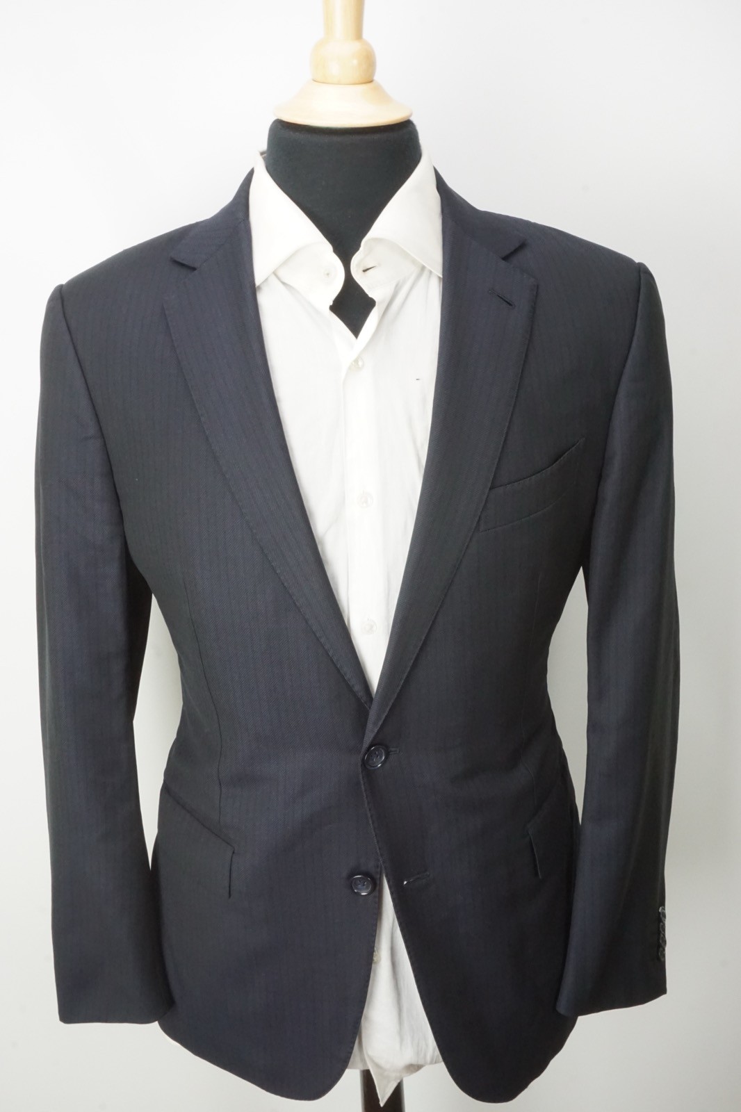 Ermenegildo Zegna Multiseason Milano Wool Blue Jacquard Striped Sport Coat 42S