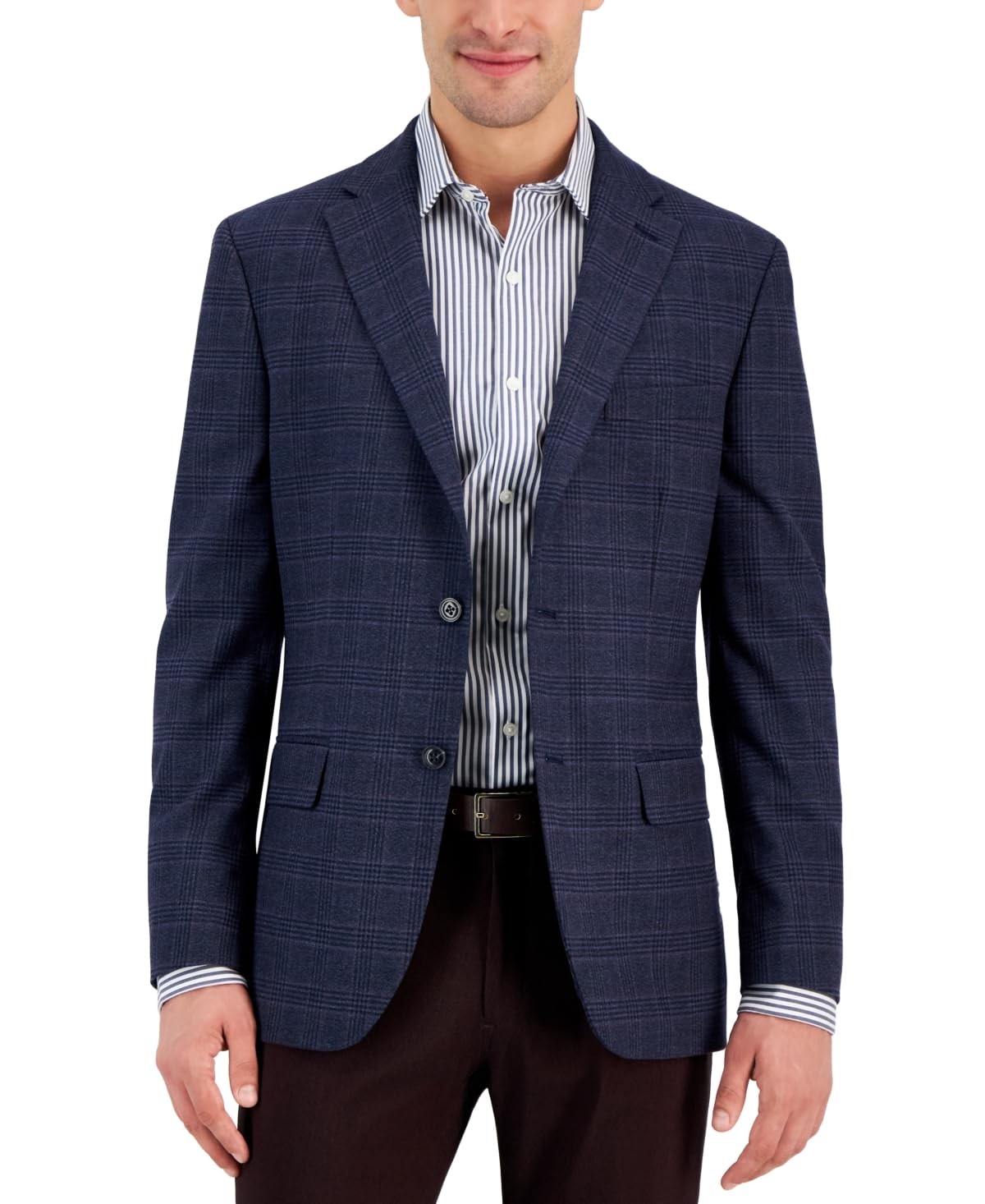 Tommy Hilfiger Mens Modern fit Sport Coat Blazer Regular fit Navy Blue Plaid