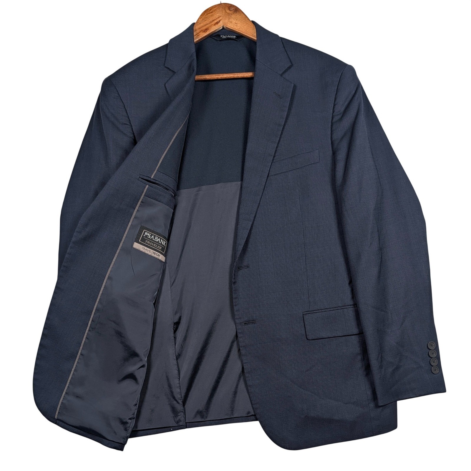 Jos A Bank Blazer Mens 43 Regular Navy Blue Traveler Travel Tech Slim Fit Wool