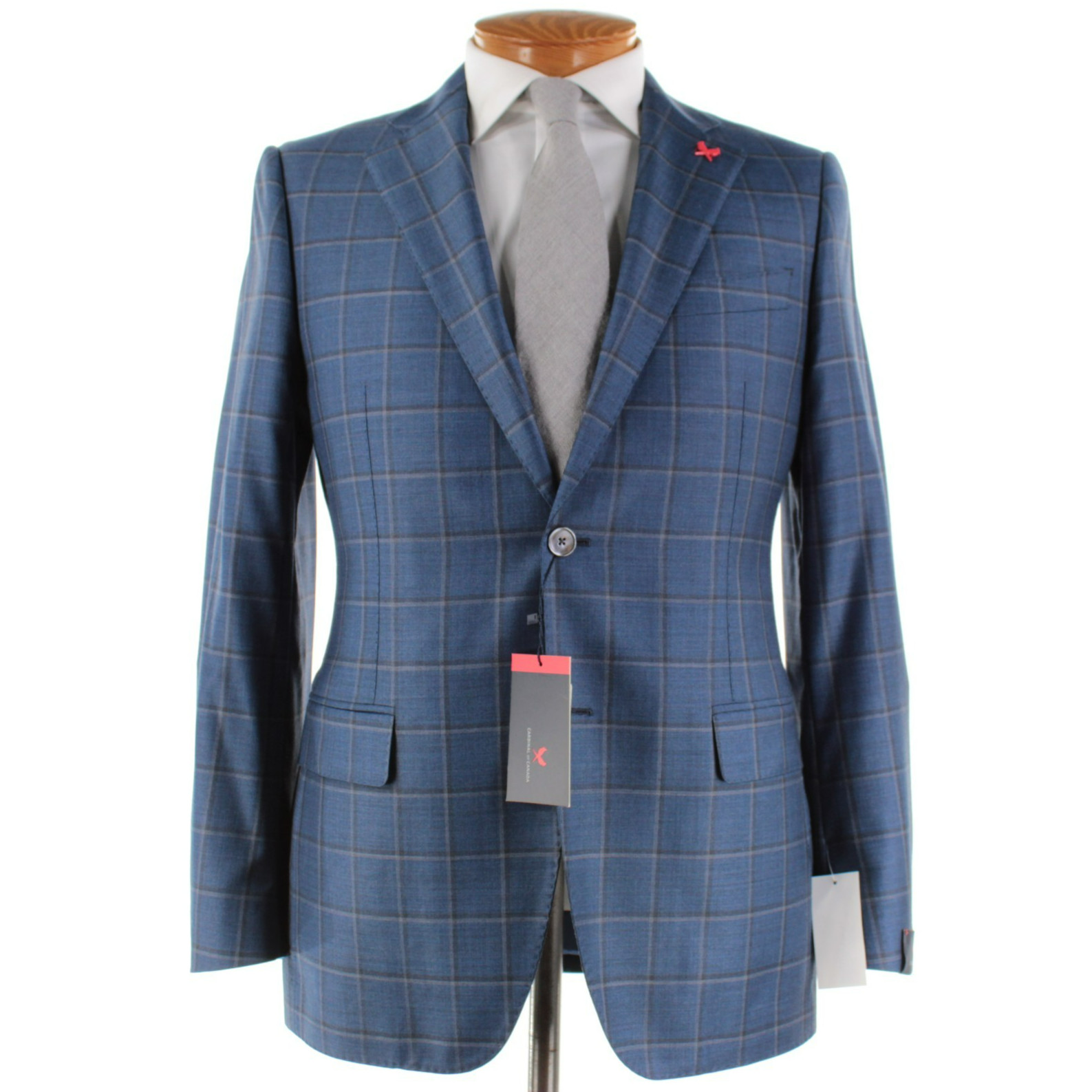 Cardinal of Canada NWT 100% Wool Sport Coat Size 38R US In Blue w/ Gray Plaid