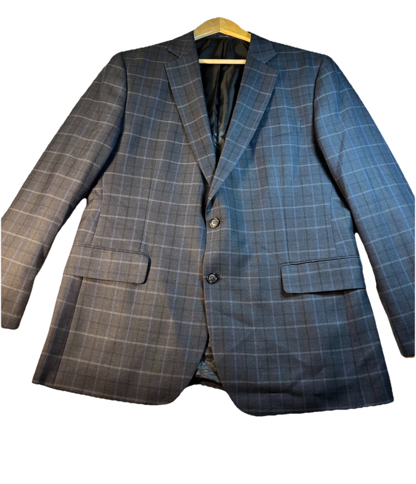 Stafford Travel Mens 44R Plaid 2 Button Blazer Wool Blend Sport Coat Classic