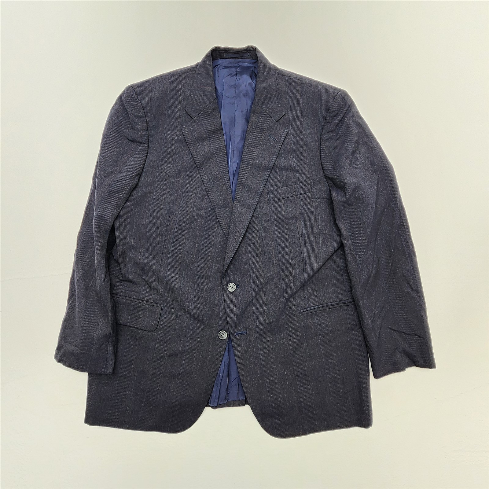 Vtg Club Room 46R 40×30 Gray Nailhead Pinstripe 100% Wool Old Money Mens Suit
