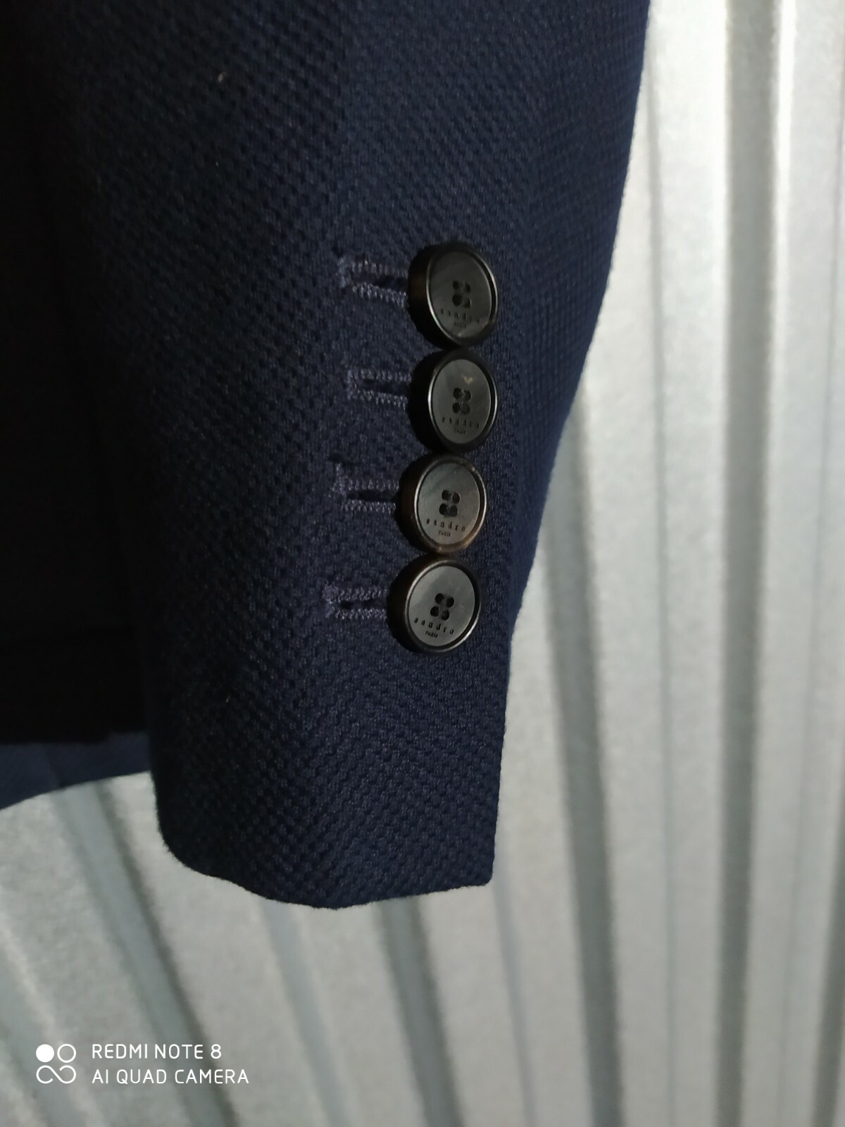 SANDRO FRANCE 44 34 Unlined Loose-Weave Navy Blue Blazer Coat Sport Jacket