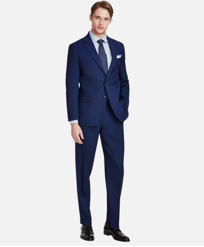 Nautica Mens Modern Fit 2 Piece Suit 38 S / 32 Waist Navy Birdseye Blue Stretch