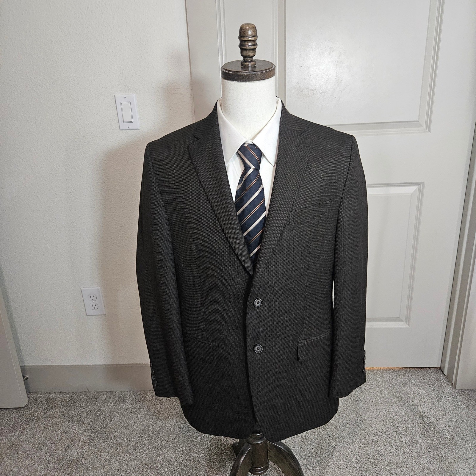 Lauren Ralph Lauren Mens Brown Textured Two Button Blazer Sport Coat 40R