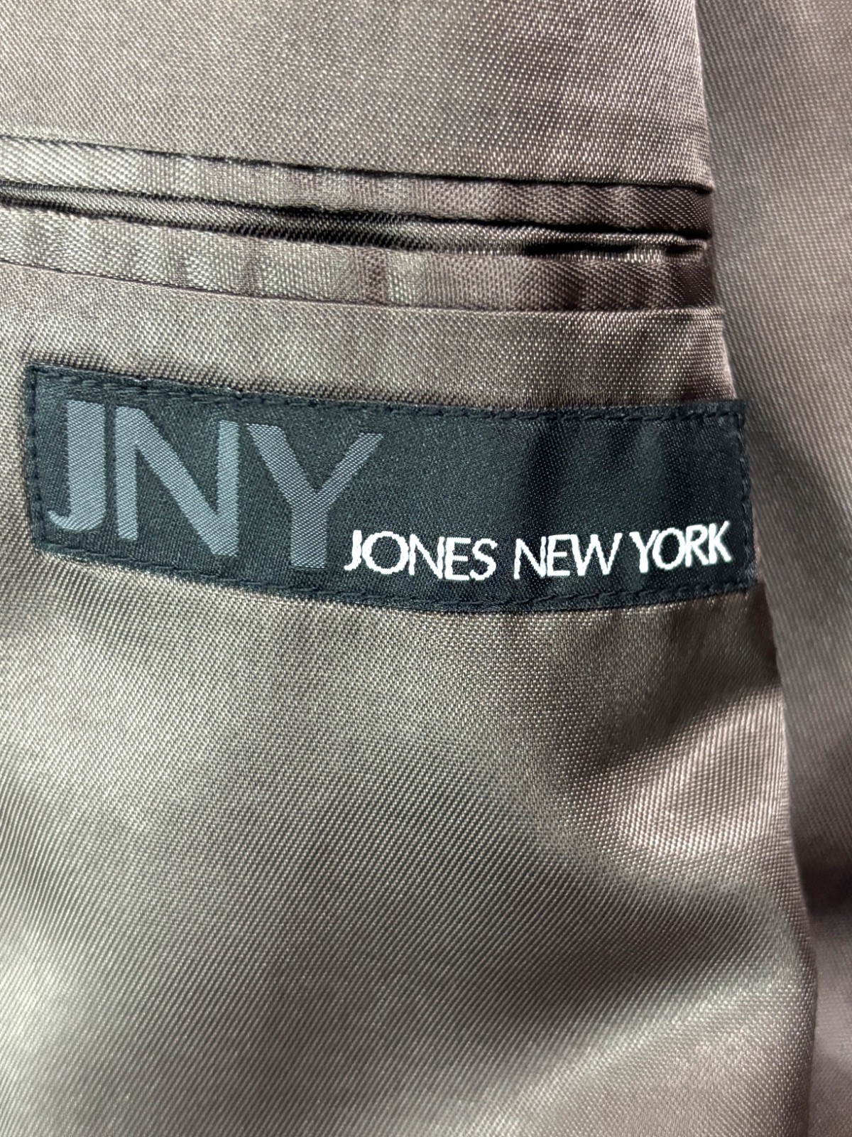 vtg Y2K Jones New York 44R 38×30 3pc Pant Suit Chocolate Brown Pinstripe Wool