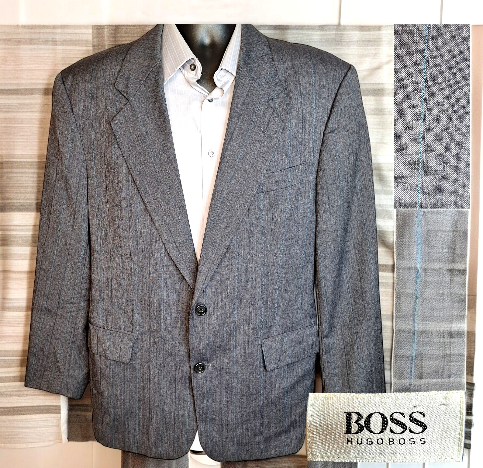 Hugo Boss Sport Coat Mens 40R Gray Stripe Wool Germany