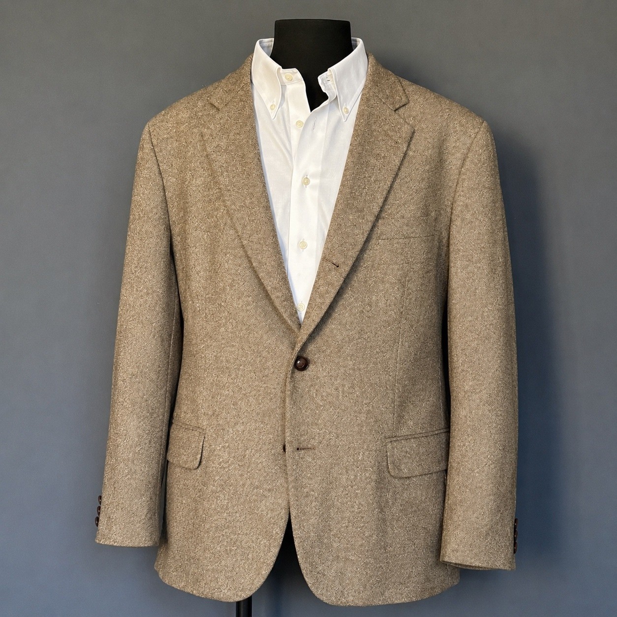 Vintage Brooks Brothers Tweed Lambswool Blazer | Sz 50R | Leather Buttons