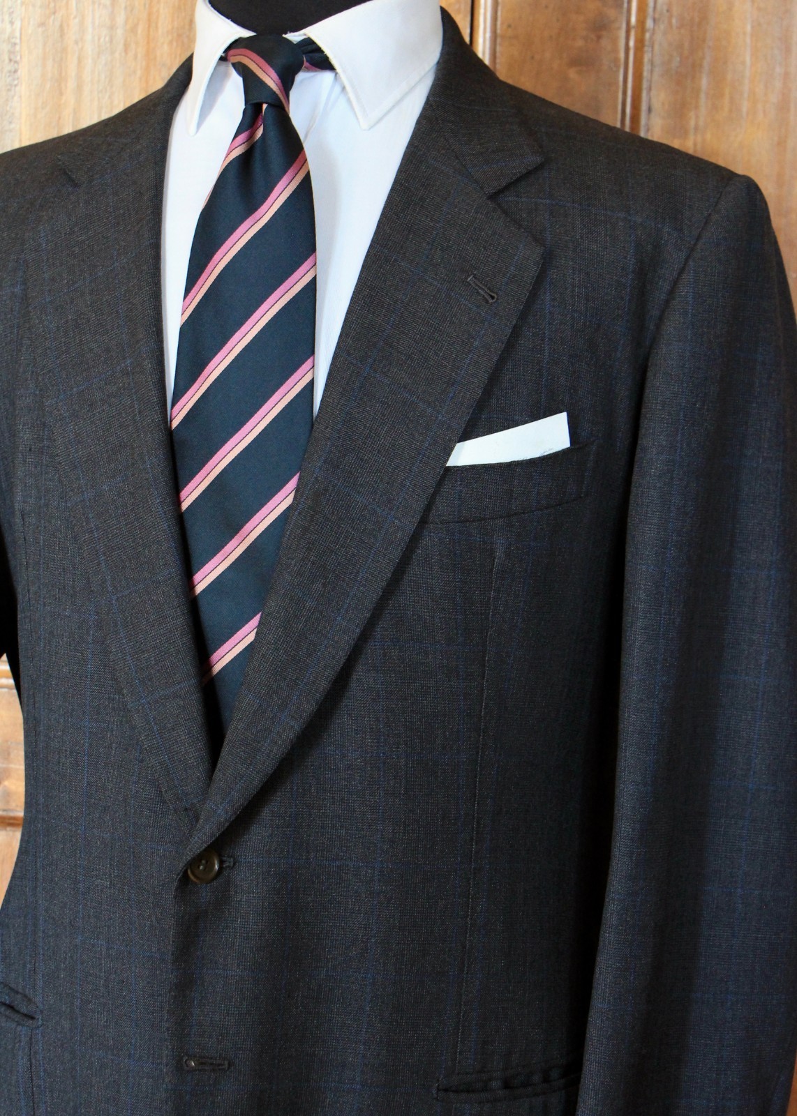 Bespoke Neapolitan charcoal PoW suit 54EU/44UK