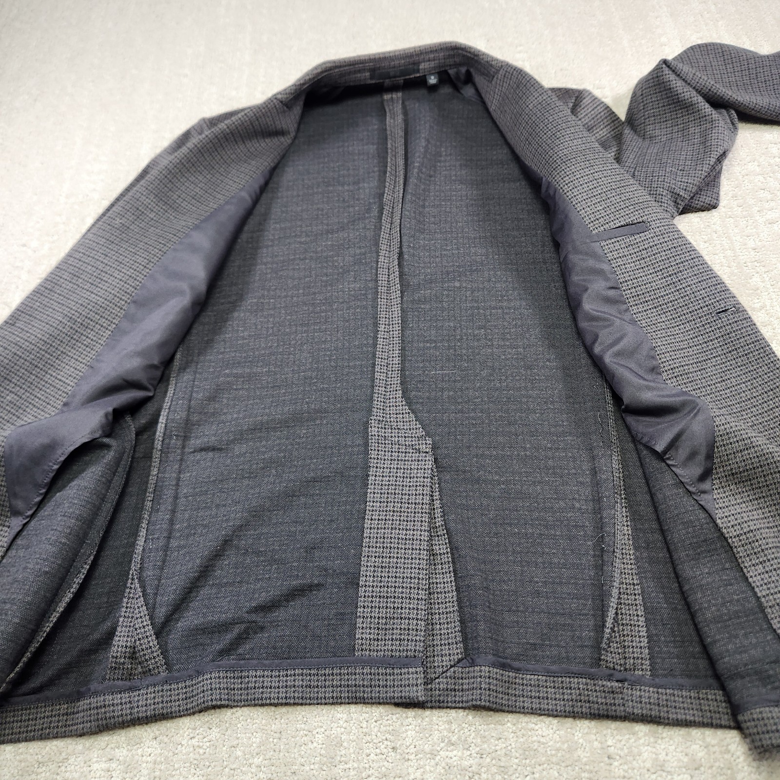 Uniqlo Camp Blazer Men Medium Houndstooth Unlined Lightweight Modern Slim Fit