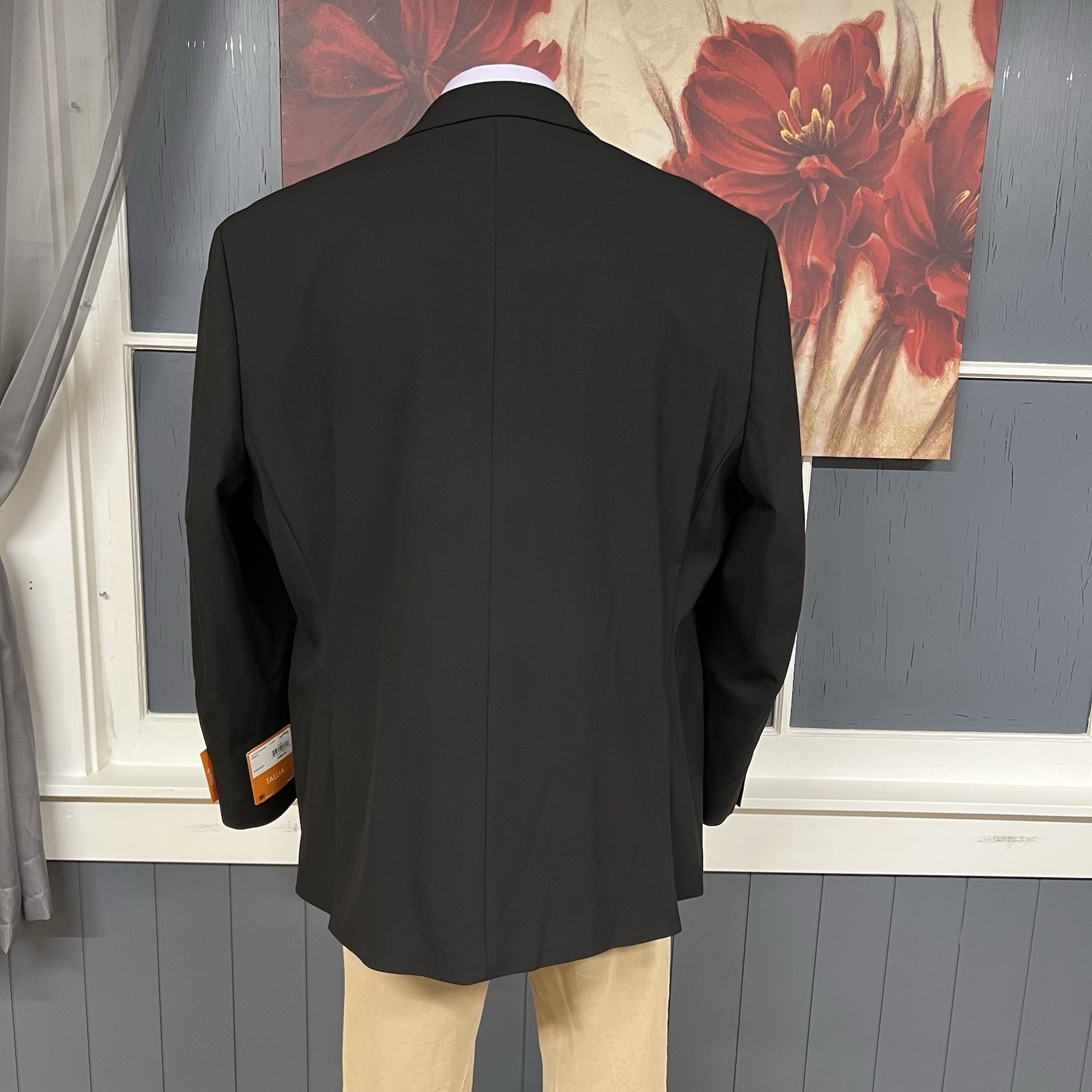 Tallia Blazer Sport Coat Mens 50R Classic Fit Polyester Blend Stretch Black