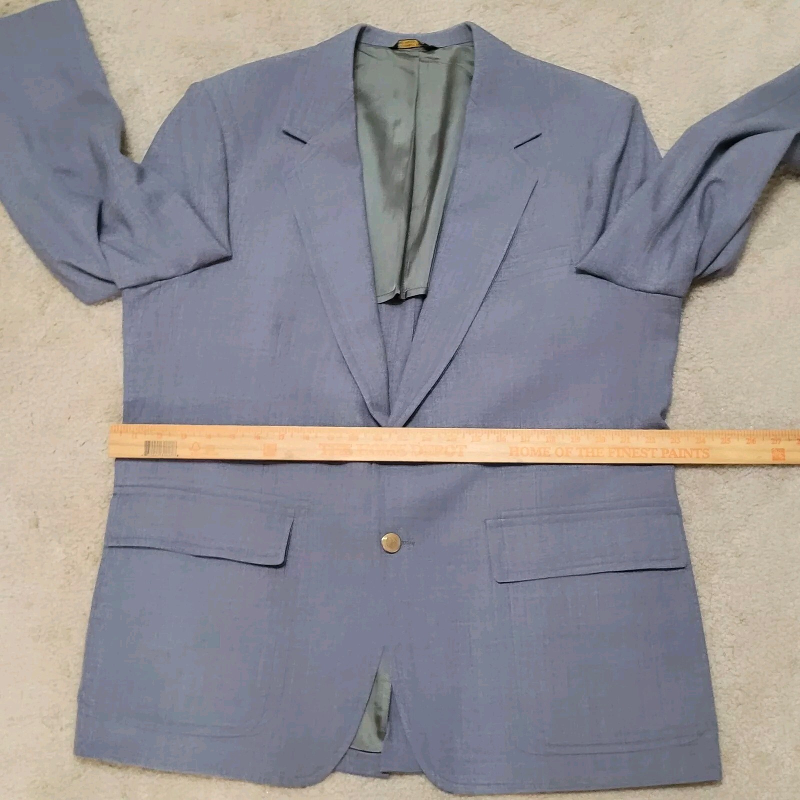 Vtg Palm Beach Blazer Mens 46R Gray Unstructured Gold Accent Buttons Sportscoat