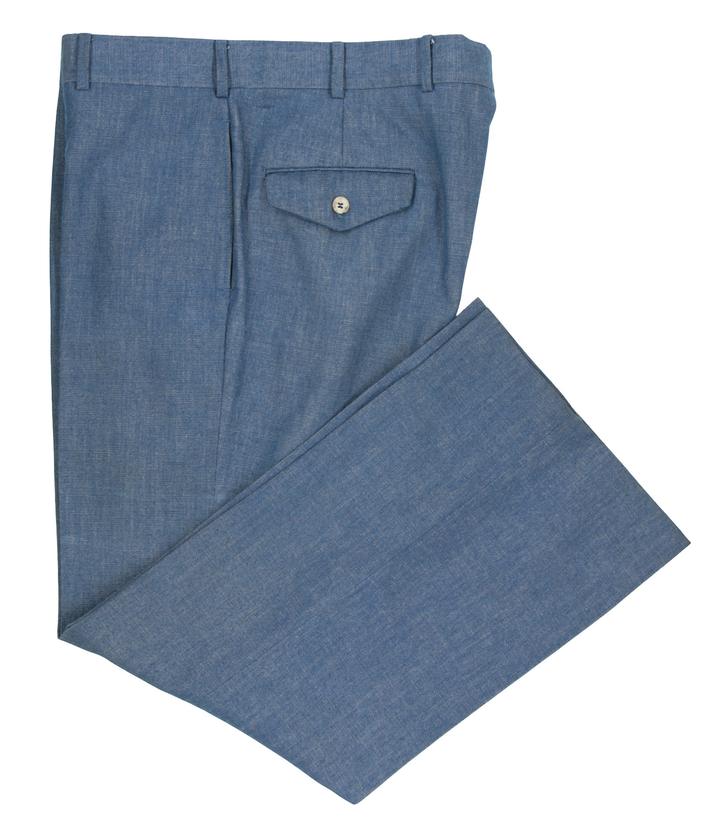 New Vintage Men’s 44 S Barney’s Solid Blue Denim Cotton 3 Piece Flat Front Suit
