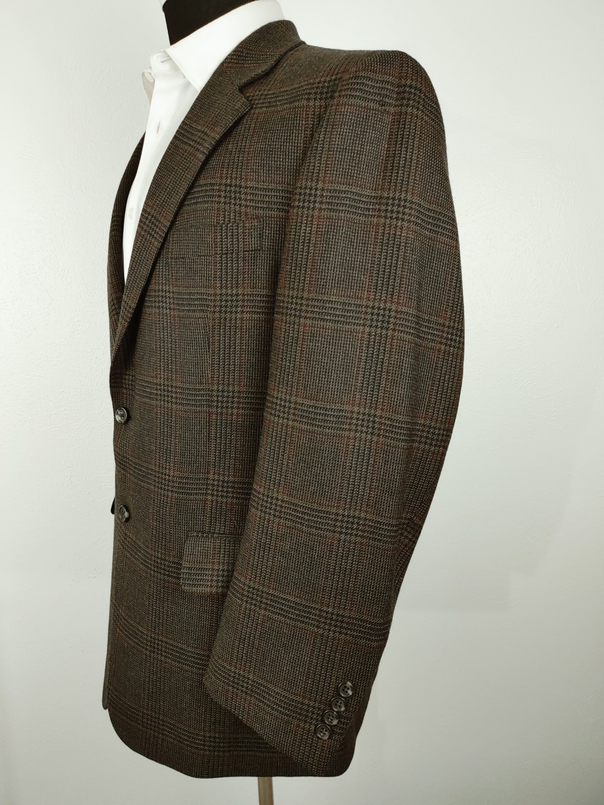 Jos. A. Bank Mens 42R Dark Brown Glen Plaid Check Tweed Blazer Sport Coat Jacket
