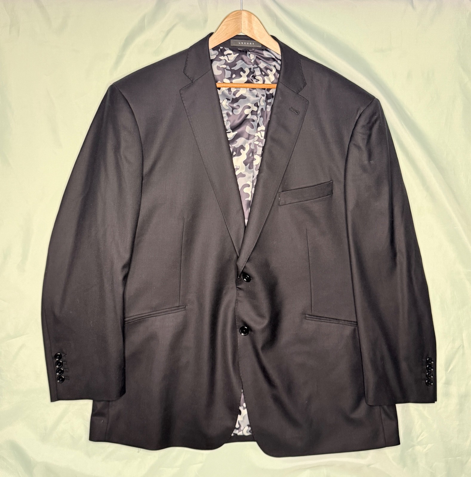Indochino Sport Coat Wool Cashmere Blend Black Two Button Vented 48 in chest
